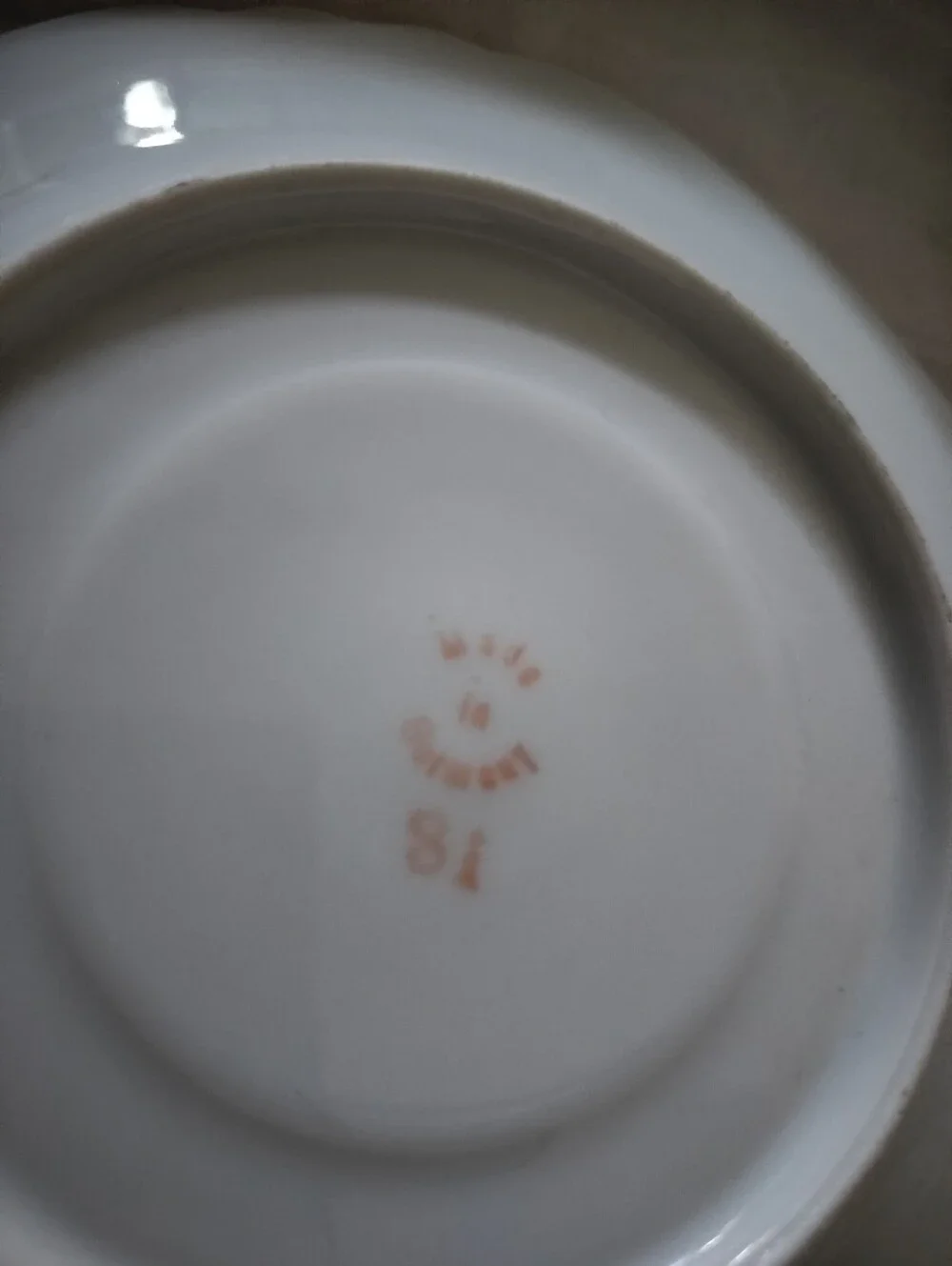 Vintage German Porcelain Saucer Maroon Gold Filigree Pink Floral Scalloped Edge
